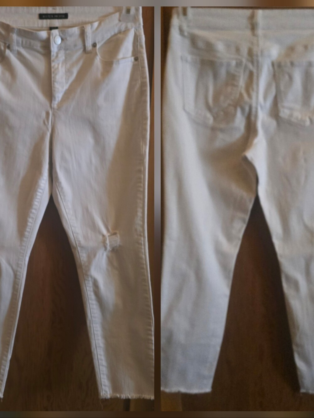 Boston proper womens 30 white denim frayed hem factory distressed skinny jean